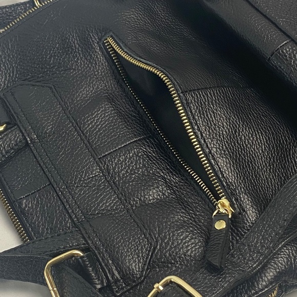 L.CREDI Convertible Leather Backpack Messenger in Black main image 11